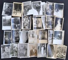 cca 1930 Vegyes fotó tétel: családi képek, utazások, stb., összesen 54 db, egy részük feliratozva, különböző méretben