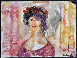 Kondor jelzéssel: Hullámos hajú lány. Akvarell, papír, 23×31 cm