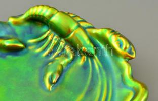 Zsolnay eozin mázas rákos tálka lepattanással. Jelzett d:15  cm