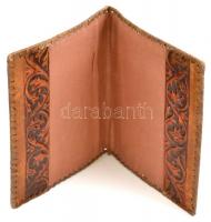Dekoratív, részben festett bőr könyvborító, 19×24 cm