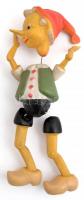 Retró Pinokkió játék figura, műanyag, az egyik lába lejár, m: 22 cm