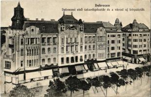 1915 Debrecen, Debreceni Első Takarékpénztár és városi új bérpaloták, üzletek. Kiadja Hegedűs és Sándor