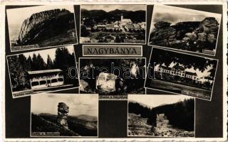 1943 Nagybánya, Baia Mare; Rozsály, Gutin-Kakatarély, Turista szálló, Fő tér, Munka a bányában, Forrásliget, Szent István szálloda / Varful Ignis / mountains, tourist hotel, main square, hotel, work in the mine