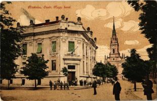 1916 Miskolc, Osztrák-Magyar Bank, Belvárosi református templom. Kiadja Schvarcz Soma
