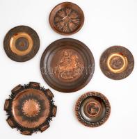 10 db különféle réz falitányér, dísztányér. kb 25 cm átmérőjűek