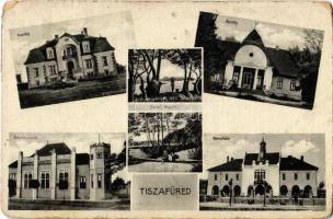 1940 Tiszafüred, Kemény kastély, Lipcsey kastély, Tisza, Takarékpénztár, Városháza. Kiadja Goldstein Adolf (kopott sarkak / worn corners)