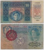 1913. 20K piros "MAGYAROSZÁG" körbélyegzővel + 1915. 10K piros "MAGYARORSZÁG" kö...