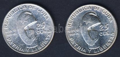 Kuba 1953. 25c Ag (2x) "100 éve született Jose Marti" T:3