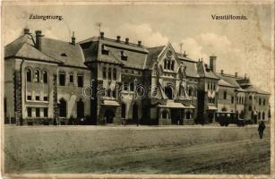 1928 Zalaegerszeg, Vasútállomás, autóbusz. Kiadja Nemes Gábor (fl)