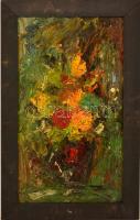 Anna Fleischer: Virág csendélet. Olaj, farost. Jelzés nélkül.25x45 cm Keretben.