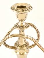 Háromágú alpakka gyertyatartó, csavart szárakkal, jelzés nélkül, m: 25 cm