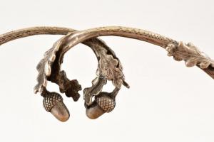 Ezüst (Ag.) füles achát kosárka, jelzett, hajszál repedéssel, m:10 cm