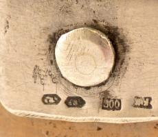 Ezüst (Ag.) füles achát kosárka, jelzett, hajszál repedéssel, m:10 cm