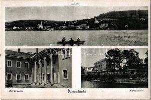 Dunaalmás, látkép, evezős csónak, Fürdő szálló