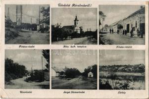 1943 Rácalmás, Fő utca, Római katolikus templom, Sziget főutca, látkép (EK)