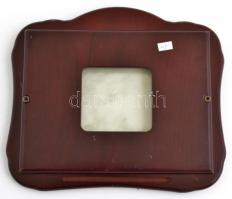 Jelzett  ezüst (Ag.) lemezes fényképkeret, fa, nyomattal, belső méret: 11,5×15 cm, külső: 16×18 cm