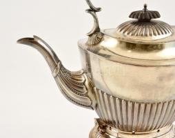 Britanoid ezüstözött alpakka teaforraló (hiányos) kannával, jelzett, jó állapotban, m:31 cm