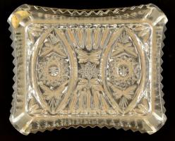 Csiszolt ólomkristály lábas tálka fém szerelékkel, hamuzó tálka,  hibátlanok, jelzés nélkül,  13×10 ...