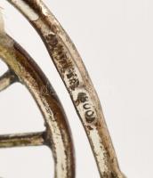 Ezüst(Ag) miniatűr velocipéd, jelzett, 3×3 cm, nettó: 3,6 g