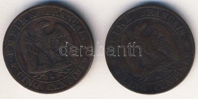 Franciaország 1854K+1862K 5c (2x) III.Napóleon klf évszámmal T:3,3-