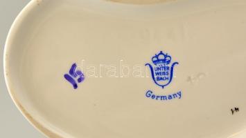 Unterweissbach retró piros pöttyös lány, kézzel festett, jelzett (Kurt Steiner), apró kopásokkal, m:...