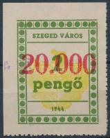 1946 Szeged városi illeték 20.000P/2P I. tip. ívsarki 3-as csík kivágáson (6.000)