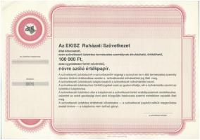 DN "EKISZ Ruházati Szövetkezet" - 100.000 Ft. névre szóló értékpapír (3x) sorszámkövetők, ...