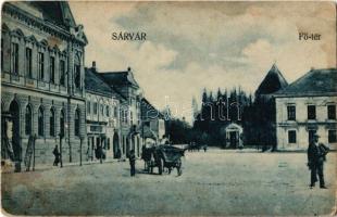 1922 Sárvár, Fő tér, üzletek. Kiadja Milfai Ferenc (fl)