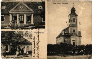 1934 Pápateszér, Gazdasági iskola, Igazgatói lak, Római katolikus templom, Váczi Béla üzlete (EK)