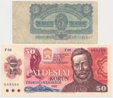 Csehszlovákia 1961. 3 Kr + 100 Kr (3x) + 1987. 50 Kr T:III Czechoslovakia 1961. 3 Korun + 100 Korun (3x) + 1987. 50 Korun C:F