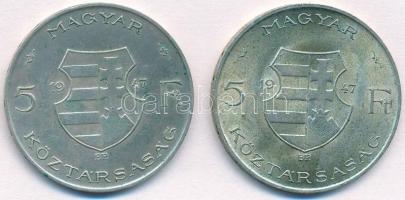 1947. 5Ft Ag "Kossuth" (2x) T:1-,2  Adamo F8.1