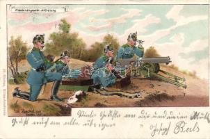 Military with machine-gun Litho
