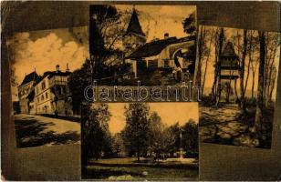 1913 Segesvár, Schässburg, Sighisoara; utca, tornyok, kilátótorony, park. Kiadja Fritz Fabritius / street, towers, lookout tower, park (lyuk / pinhole)