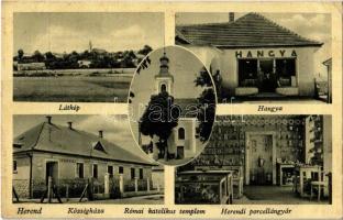 1943 Herend, Római katolikus templom, községháza, porcelángyár, Hangya üzlet (EK)