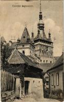 1914 Segesvár, Schässburg, Sighisoara; óratorony. Kiadja Fritz Teutsch / Turnul cu Ceas / clock tower (felületi sérülés / surface damage)
