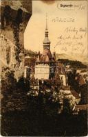 1907 Segesvár, Schässburg, Sighisoara; óratorony. Kiadja Zeidner H. No. 7. / Turnul cu Ceas / clock tower (Rb)