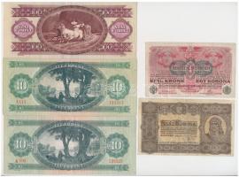 8 db vegyes magyar korona-pengő-forint bankjegy tétel, mind különféle, közte 1946. 100.000AP T:III