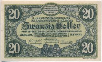 Zalaegerszeg / hadifogolytábor 1916. augusztus 15. 20f arab sorozat és sorszámmal T:III