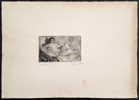 Szőnyi jelzéssel: Fekvő akt. Rézkarc, papír, 7×10 cm