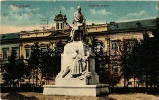 1916 Nagyvárad, Oradea; Szacsvay Imre szobor / statue + K.U.K. BRIEFZENSUR NAGYVÁRAD (szakadás / tear)