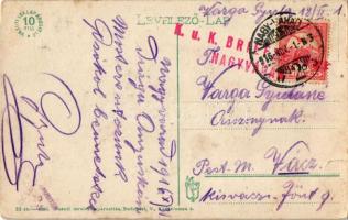 1916 Nagyvárad, Oradea; Szacsvay Imre szobor / statue + "K.U.K. BRIEFZENSUR NAGYVÁRAD" (sz...