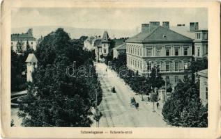 Nagyszeben, Hermannstadt, Sibiu; Schewisgasse / Schewis utca. Kunstanstalt Jos. Drotleff Nr. 16. / street view (EK)