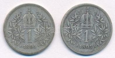 Ausztria 1894-1895. 1K Ag "Ferenc József" (2xklf) T:2- Austria 1894-1895. 1 Corona Ag &quo...