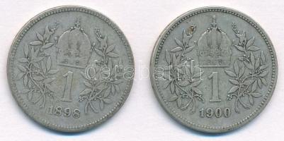 Ausztria 1898-1900. 1K Ag "Ferenc József" (2xklf) T:2- Austria 1898-1900. 1 Corona Ag &quo...
