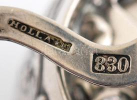 Ezüst(Ag) borsdaráló, csont fogóval, jelzett, m: 6 cm