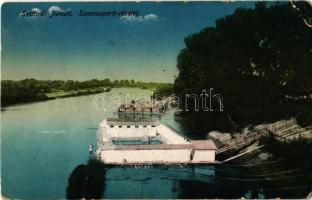 1918 Szatmárnémeti, Szatmár, Satu Mare; Szamos folyó partja, uszoda / Somes riverbank, swimming pool (EK)