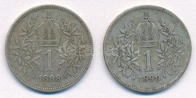 Ausztria 1898-1899. 1K Ag "Ferenc József" (2xklf) T:2,2-
Austria 1898-1899. 1 Corona Ag &...