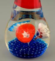 Muránói virágszirom váza, jelzés nélkül, több rétegű, apró karcolásokkal, m: 29 cm