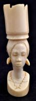 Női fej, afrikai faragott csont, jelzés nélkül, m:13 cm