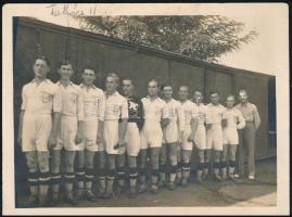 cca 1940 A TAC futballcsapata, közte Takács II., fotó, feliratozva, 9×12 cm